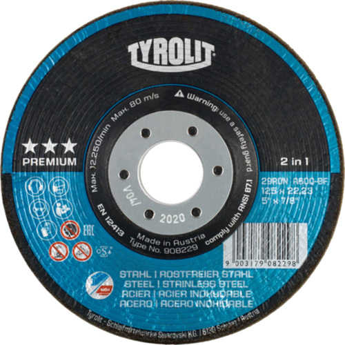 Meule &agrave; moyeu d&eacute;port&eacute; Rondeller, 4-1/2", 36 Grain, 7/8", 13 300 Tr/min, Type 29 We Share Industrial Supply