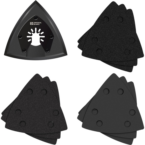 Patin de ponçage triangulaire pour outil oscillant et assortiment de papiers abrasifs One Fit We Share Industrial Supply