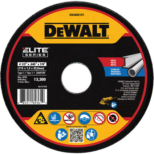 XP Metal Cut-Off Wheel, 4-1/2" x 0.045", 7/8" Arbor, Ceramic, Type 1 We Share Industrial Supply