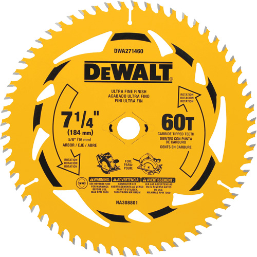 Circular Saw Blade, 7-1/4", 60 Teeth, Wood Use We Share Industrial Supply