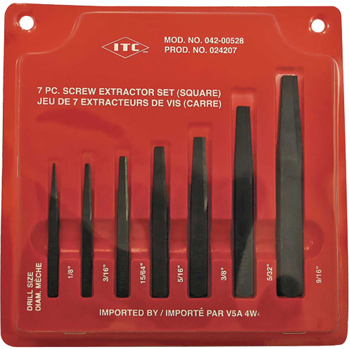 ISE-7 7-Piece Square Screw Extractor Set, For Screw Size 1/8" - 9/16" We Share Industrial Supply