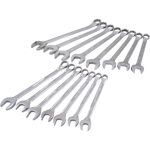 Mirror Chrome Wrench Set, Combination, 15 Pieces, Metric We Share Industrial Supply