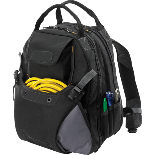 44-Pocket Tool Backpack, 16" L x 13-1/4" W, Black, Polyester We Share Industrial Supply