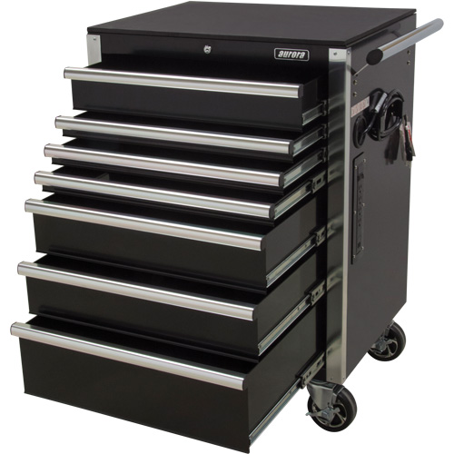 Heavy-Duty Tool Cart, 7 Drawers, 28" W x 22" D x 42-3/8" H, Black We Share Industrial Supply
