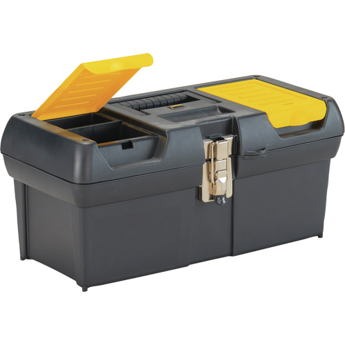 2000 Series Tool Box with Tray, 16" W x 7-1/10" D x 8-1/10" H, Black/Yellow We Share Industrial Supply