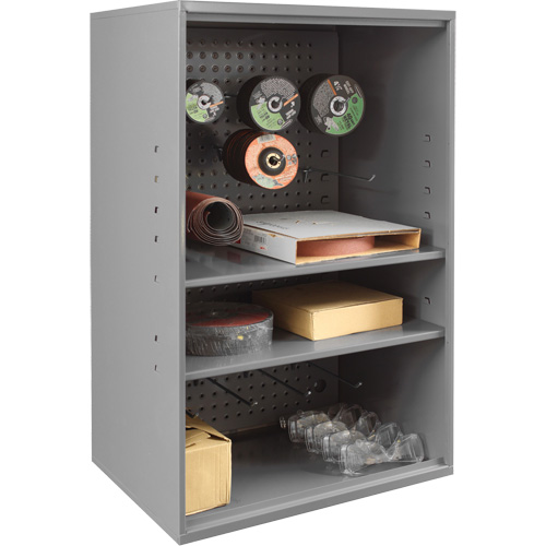 Abrasive Storage Cabinet with Pegboard, Steel, 19-7/8" x 14-1/4" x 32-3/4", Grey We Share Industrial Supply