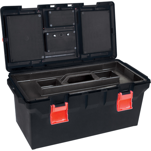 Plastic Tool Box, 22" W x 11" D x 10-1/2" H, Black We Share Industrial Supply