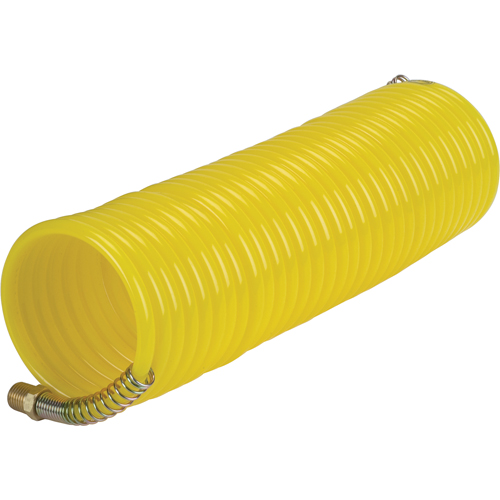 Nylon Coil Air Hose With Fittings, Air, 1/4" ID x 25' L, Nylon, 200 PSI at 23°C We Share Industrial Supply