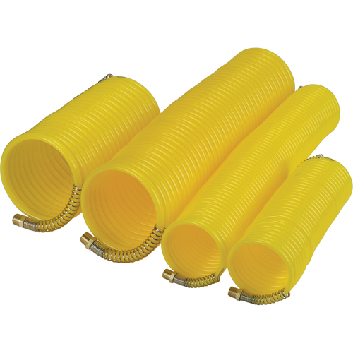 Nylon Coil Air Hose With Fittings, Air, 1/4" ID x 25' L, Nylon, 200 PSI at 23°C We Share Industrial Supply