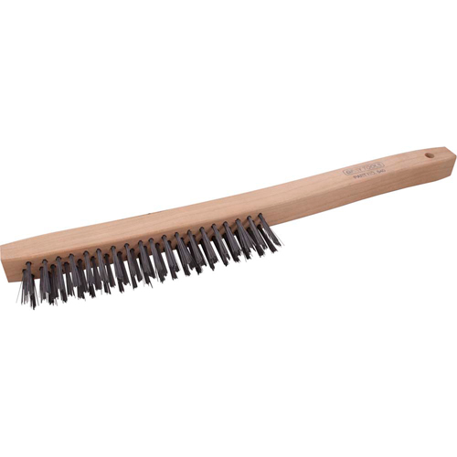 Brosse &agrave; r&eacute;curer industrielle &agrave; manche long, Acier, 3 x 19 rangs de fils, Longueur 14" We Share Industrial Supply