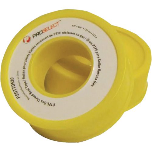 Ruban &agrave; filetage pour tuyau en PTFE pour industrie p&eacute;troli&egrave;re et gazi&egrave;re, 12,7 mm (1/2") x 6,6 m (21,67'), Jaune We Share Industrial Supply