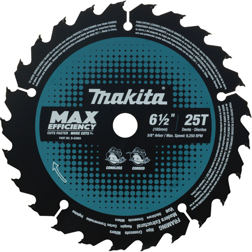 Lame de scie circulaire efficacit&eacute; maximale, 6-1/2", 25 dents, Pour Stratifi&eacute;/Bois We Share Industrial Supply