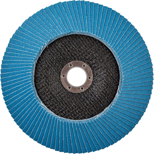 Disque &agrave; lamelles &agrave; grain grossier BlueFire, 7" x 7/8", Type 27, Grain 80, Alumine de zirconium We Share Industrial Supply