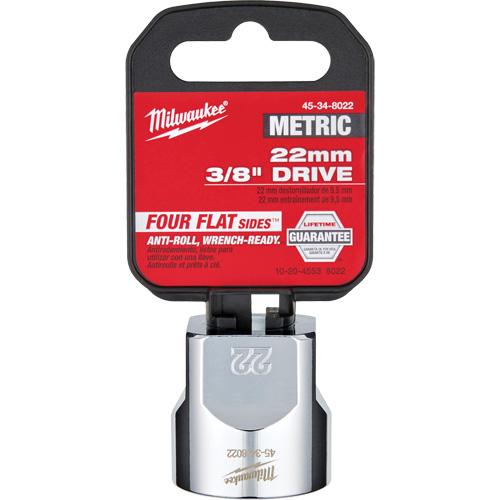 Metric Socket with Four Flat Sides, 22 mm, 3/8" Drive, 6 Points We Share Industrial Supply