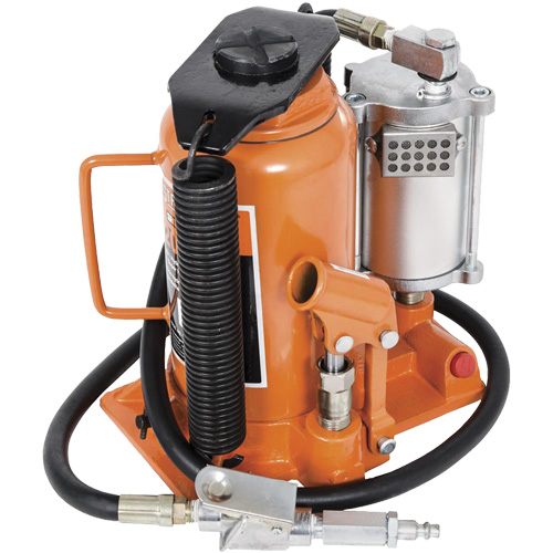 Super Heavy-Duty Bottle Jack, 20 Ton(s), Air Hydraulic, 20" Raised Height We Share Industrial Supply