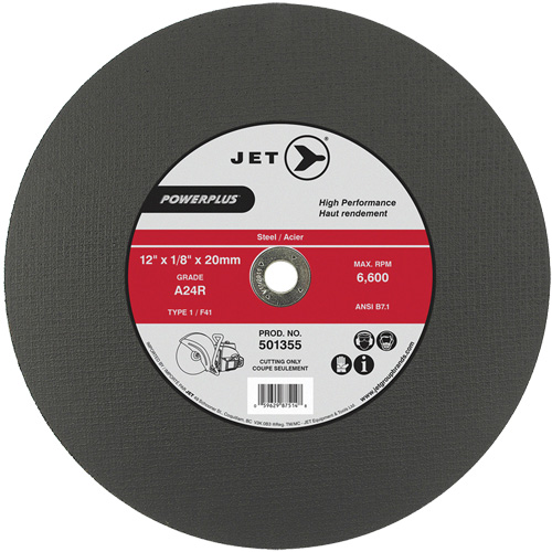 A24R PowerPlus Cut-Off Wheel, 12" x 1/8", 20 mm Arbor, Type 1, 6600 RPM We Share Industrial Supply