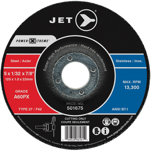 A60PX Power-Xtreme Cut-Off Wheel, 4-1/2" x 3/64", 7/8" Arbor, Type 27, 13300 RPM We Share Industrial Supply