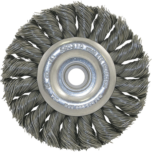 3K114 Unthreaded Knot Twisted Wire Wheel, 3-1/4" Dia., 0.014" Fill, 3/8"-1/2 Arbor We Share Industrial Supply