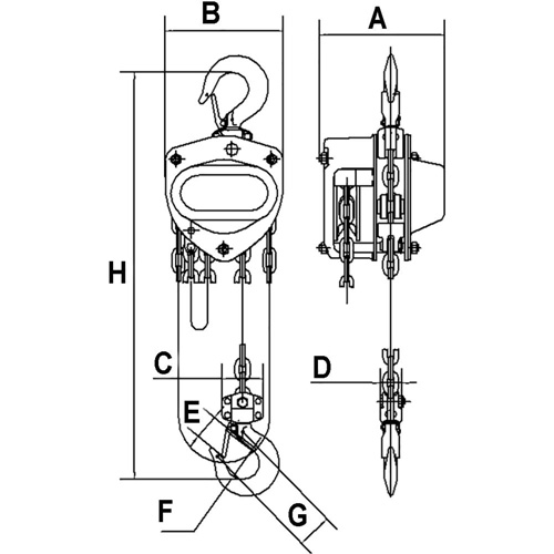KCH Series Chain Hoists, 20' Lift, 2200 lbs. (1 tons) Capacity, Alloy Steel Chain We Share Industrial Supply