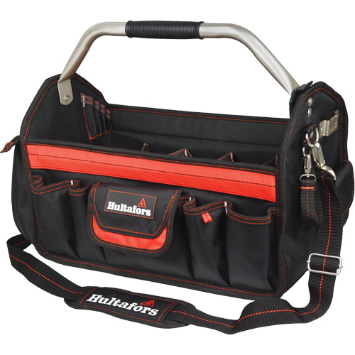 18" Open-Top Tool Carrier, Ballistic Polyester, Black/Red We Share Industrial Supply