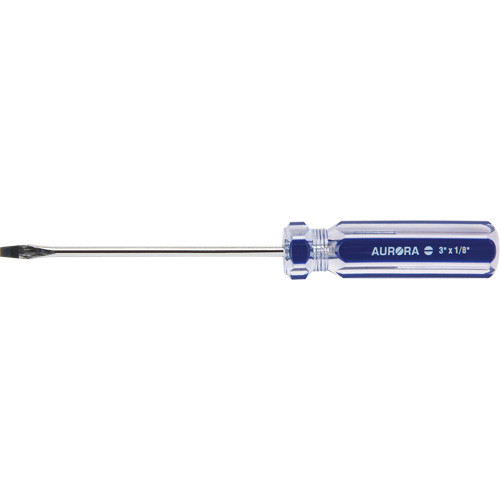Blue Transparent Striped Slotted Screwdriver, 1/8" Tip, Round, Plastic Handle We Share Industrial Supply