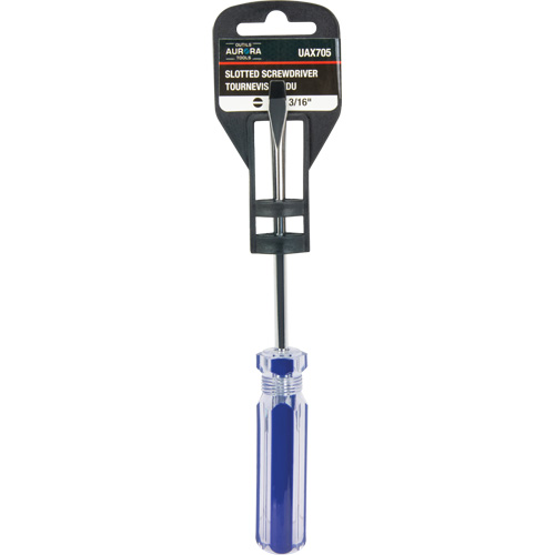 Tournevis &agrave; fente bleu transparent avec bandes, Tige de 3/16", Ronde, Prise en Plastique We Share Industrial Supply