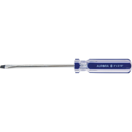 Tournevis &agrave; fente bleu transparent avec bandes, Tige de 3/16", Ronde, Prise en Plastique We Share Industrial Supply