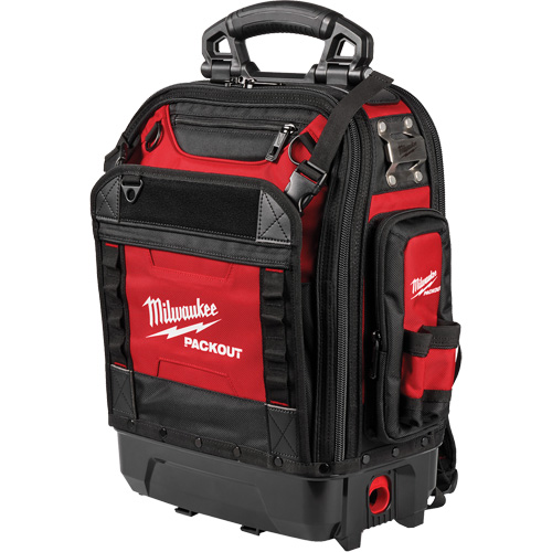 PackOut Structured Backpack, 9-1/2" L x 18" W, Black/Red, Polyester We Share Industrial Supply
