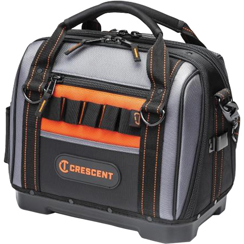 Sac ouvert de 14" pour outils d'ouvrier, Polyester, 32 pochettes, Noir/Gris We Share Industrial Supply