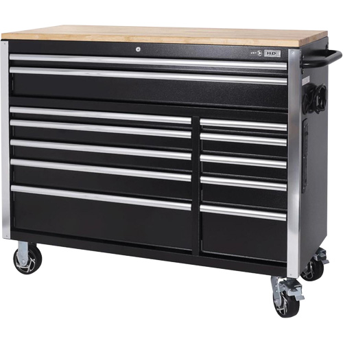 HDRC5212 HD Series Roller Cabinet, 12 Drawers, 51-1/4" W x 21" D x 40-3/10" H, Black We Share Industrial Supply