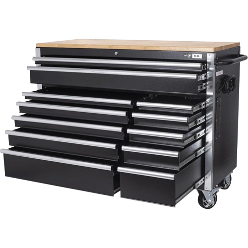 HDRC5212 HD Series Roller Cabinet, 12 Drawers, 51-1/4" W x 21" D x 40-3/10" H, Black We Share Industrial Supply