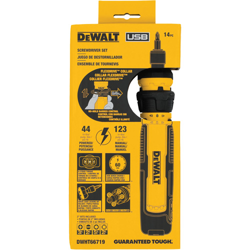 Jeu de tournevis sans fil de 14 morceaux avec commande FLEXDRIVE, 4 V, 44 lb-po/5 Nm couple max. We Share Industrial Supply