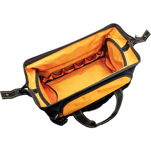 Sac &agrave; outils de 20" pour les professionnels, Nylon, 33 pochettes, Noir/Orange We Share Industrial Supply