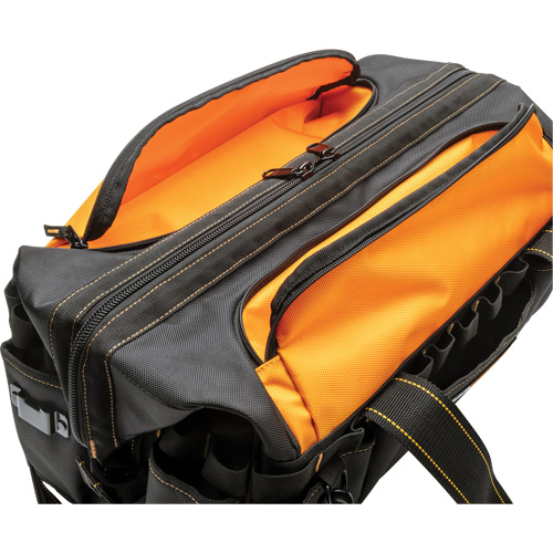 Sac &agrave; outils de 20" pour les professionnels, Nylon, 33 pochettes, Noir/Orange We Share Industrial Supply