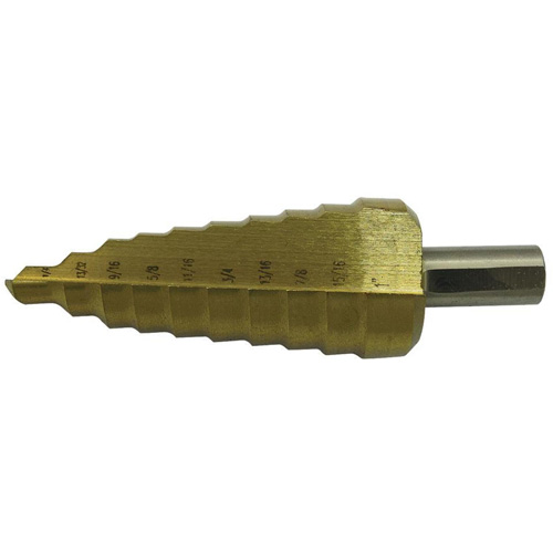JET-KUT&reg; Super Premium 11-Step Step Drill, 1/4" - 1-3/8" , 7/8"/1"/1/4"/1-3/8"/1-1/8"/1-1/4"/13/16"/25/64"/35/64"/11/16"/1-7/32" Increments, High Speed Steel We Share Industrial Supply