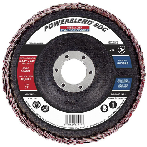 POWERBLEND EDG Flap Disc, 4-1/2" x 7/8", Type 27, CG60 Grit, Ceramic We Share Industrial Supply