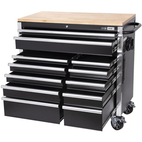 HDRC4112 HD Series Roller Cabinet, 12 Drawers, 41" W x 21" D x 40-3/10" H, Black We Share Industrial Supply