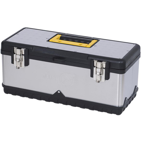 Coffre &agrave; outils portatif en acier inoxydable JPSTB-20, 9-63/100" P x 20" la x 8-7/8" h, Noir/Argent We Share Industrial Supply