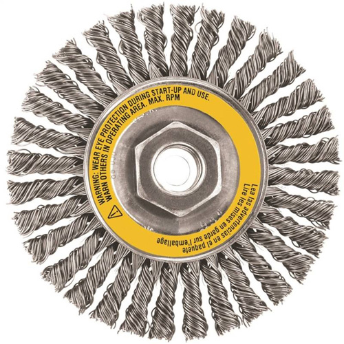 Wheel Brush, 4" Dia., 0.02" Fill, 5/8"-11 Arbor, Stainless Steel We Share Industrial Supply