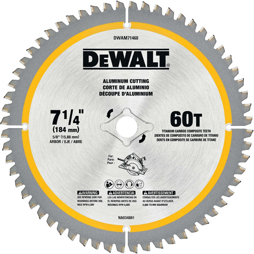 Tungsten Carbide-Tipped Steel Circular Saw Blade, 7-1/4", 60 Teeth, Non-Ferrous Use We Share Industrial Supply