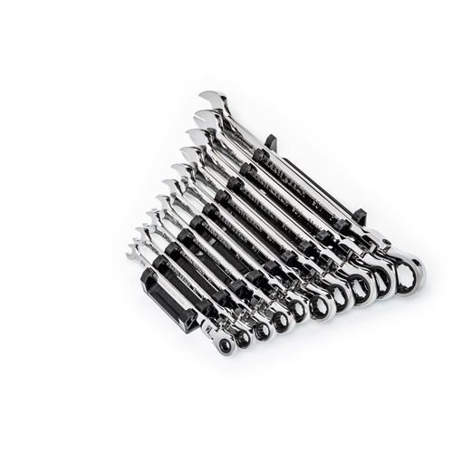 90-Tooth 12 Point SAE Wrench Set, Flex Head/Ratcheting Combination, 10 Pieces, Imperial We Share Industrial Supply