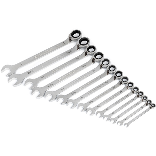 90-Tooth 12 Point SAE Reversible Ratcheting Wrench Set, Ratcheting Combination, 14 Pieces, Imperial We Share Industrial Supply