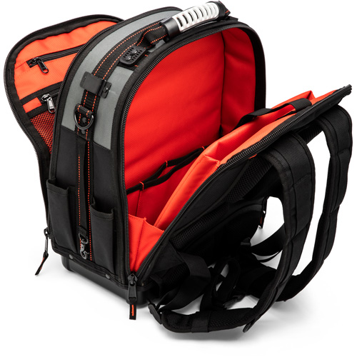 Tradesman Backpack, 18" L x 10" W, Black/Grey/Orange, Polyester We Share Industrial Supply
