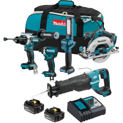 Ensemble de 5 outils sans fil LXT &agrave; moteur sans balais, Lithium-ion, 18 V We Share Industrial Supply