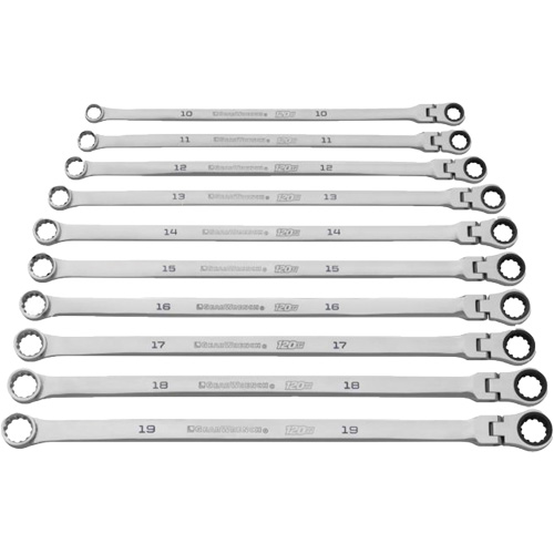 120XP Universal Spline XL Flex Head GearBox Wrench Set, Ratcheting Box, 10 Pieces, Imperial We Share Industrial Supply