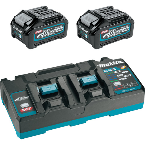 Ensemble de d&eacute;part XGT avec chargeur rapide &agrave; deux ports et deux batteries de 4?Ah, 40 V, Lithium-ion We Share Industrial Supply