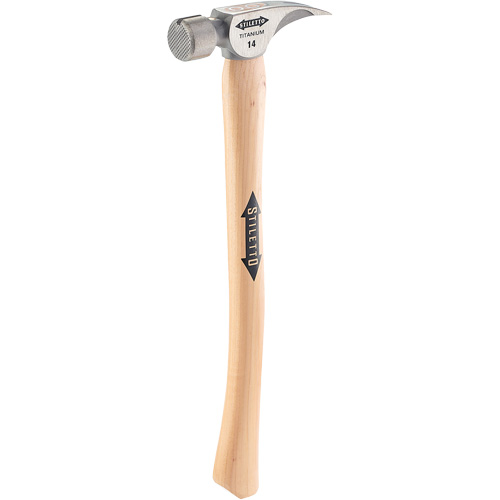 Titanium Milled Face Hammer with Curved Hickory Handle, 14 oz., Wood Handle, 18" L We Share Industrial Supply