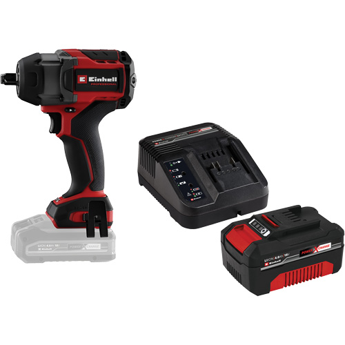 Cl&eacute; &agrave; chocs professionnelle sans fil avec batterie 4 Ah PXC et ensemble de d&eacute;part de chargeur, 18 V, Mandrin 1/2" We Share Industrial Supply