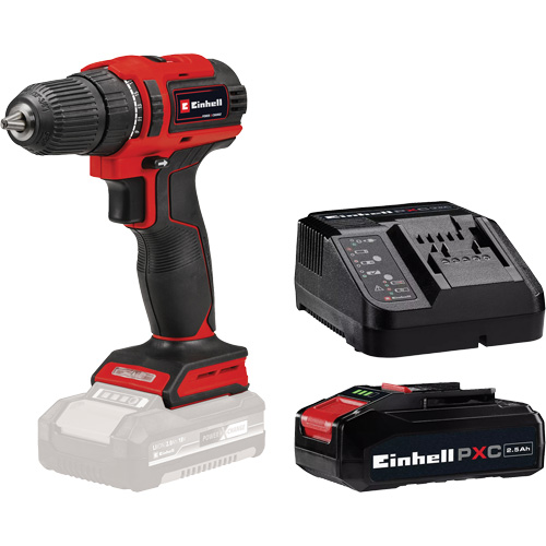 Cordless Drill/Driver with 2.5Ah PXC Battery & Charger Starter Kit, Lithium-Ion, 18 V, 3/8" Chuck, 354 in-lbs Torque We Share Industrial Supply