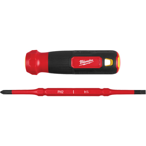 2-in-1 1000V Insulated Flip Shank Multi-Bit Screwdriver, 8-4/5" L, Cushion Grip Handle We Share Industrial Supply